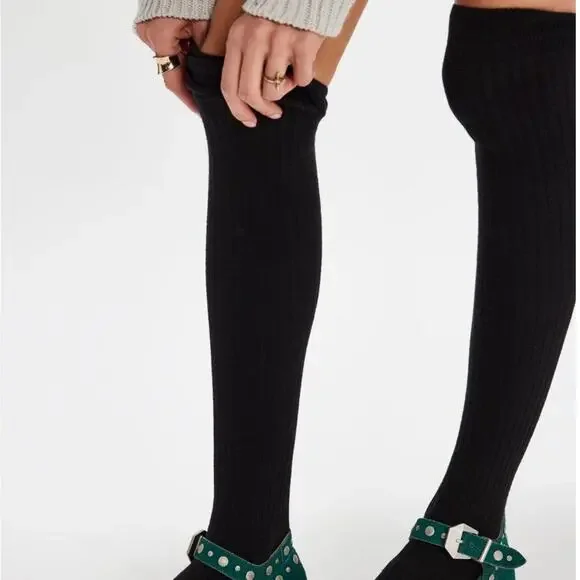 NWT Free People Viola Black Over the Knee Socks - Picture 3 of 7